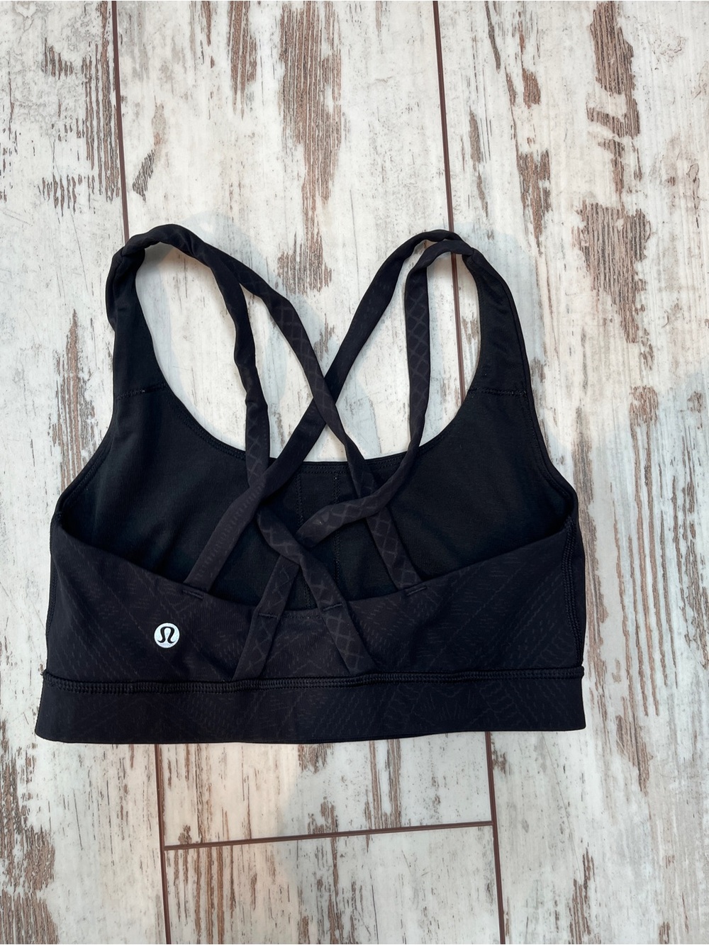 Lululemon Energy Bra Black Strappy Back Geometric Embossed Medium Support 4 - Picture 2 of 11